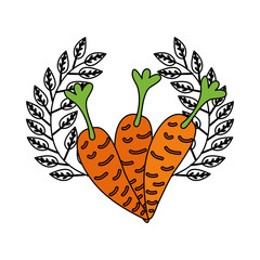 Poster - carrot leaves fresh organic emblem