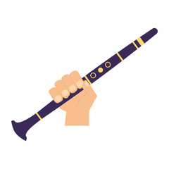 Canvas Print - hand with clarinet on white background