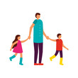 © Gstudio - father holding hands her son and daughter