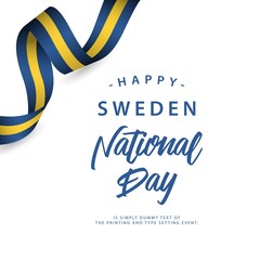 Wall Mural - Happy Sweden National Day Vector Template Design Illustration