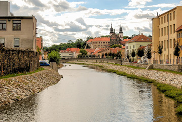 Old town of Třebíč, Trebic, and the Jihlaba river, Czech Republic