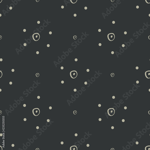 Fotografie, Obraz Simple abstract hand drawn tan dotted flowers on a black background
