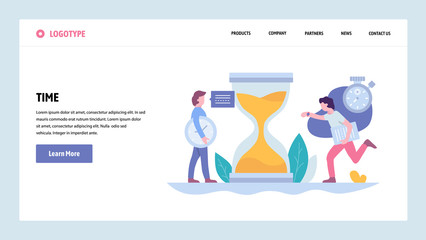 Poster - pvector web site gradient design template. business project deadline and time management. landing pa