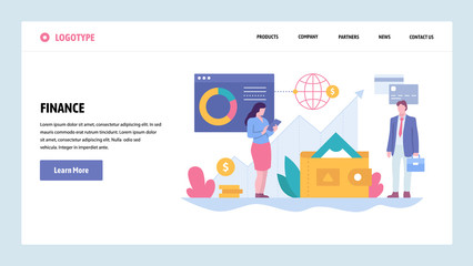 Aufkleber - Vector web site gradient design template. Business and finance consulting. Money investment in stock market. Landing page concepts for website and mobile development. Modern flat illustration.