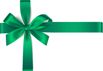 Wall Mural - vector green bow with horizontal and vertical ribbons isolated on white background.