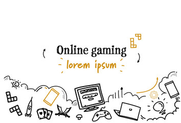 Poster - internet network online gaming concept sketch doodle horizontal isolated copy space