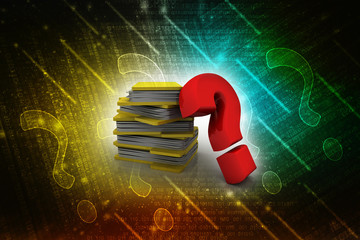 Poster - 3d rendering file folder with question symbol