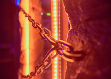 Link Rusty Chain On Ground In Dark Theme Texture Background