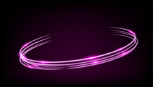 Circle Pink Shiny Light Effect. Rotational Glow Line.Glowing Ring Trace Background. Round Frame Vector