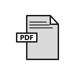 Fototapete - Vector image flat icon black color PDF document format, isolated on white background