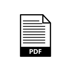 Fototapete - Vector image flat icon black color PDF document format, isolated on white background