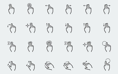 Vector touch screen gestures icons in thin line style