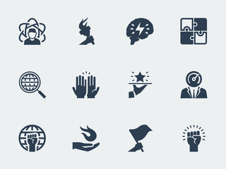 Success, business, development related vector icon set