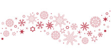 Decorative Red Christmas Border Wave With Snowflakes And Stars Vector Illustration EPS10