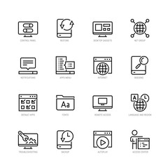 Wall Mural - Operating system vector icon set in thin line style