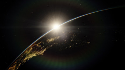 Near, low earth orbit blue planet. this image elements furnished by NASA.