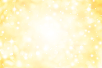 Wall Mural - abstract blur glowing gold yellow color background with bokeh ,snow and shine star for merry christm