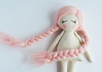 Wall Mural - Rag doll with pink hair braids tutorial 