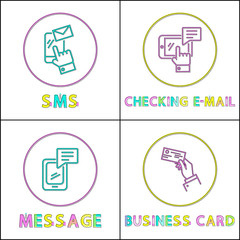 Poster - sms and checking mail set vector illustration