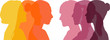 Profile of six different women - warm