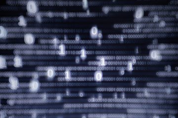 Aufkleber - Abstract big data image. Computer display screen with binary code moving in the background. text moving in matrix code style from top moving downward to the bottom of the screen.