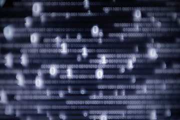 Aufkleber - Abstract big data image. Computer display screen with binary code moving in the background. text moving in matrix code style from top moving downward to the bottom of the screen.