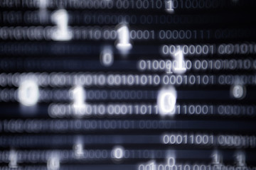 Aufkleber - Abstract big data image. Computer display screen with binary code moving in the background. text moving in matrix code style from top moving downward to the bottom of the screen.