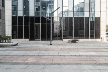 Wall Mural - Office buildings with empty square 