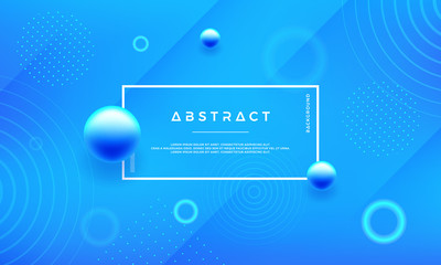 Poster - Minimal abstract geometric blue background with blue ball. Trendy blue gradient vector background.