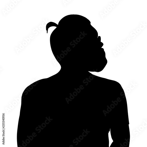 Silhouette Of A Bearded Man With Long Hair Vector Illustration