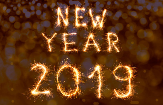 Greeting card Happy New Year 2019