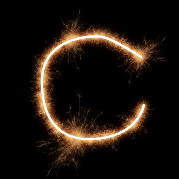 Letter C  of alphabet on a black background..