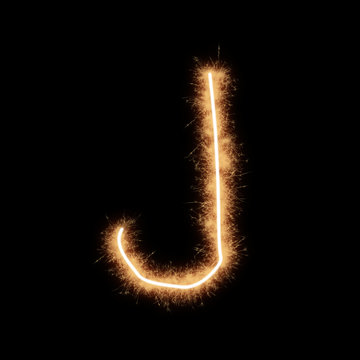 Letter J of alphabet on a black background..