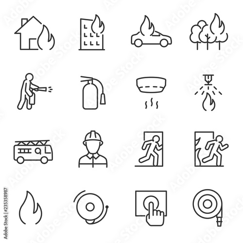 Photographie Fire and firefighting, icon set