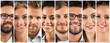 Collage of portraits ethnically diverse business people.