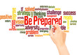 Be Prepared word cloud hand writing concept