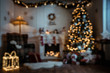 © rangizzz - Empty, defocuded christmas room background with copy space