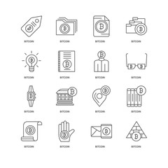 Wall Mural - 16 linear icons related to Bitcoin, undefined, Bitcoin line sign