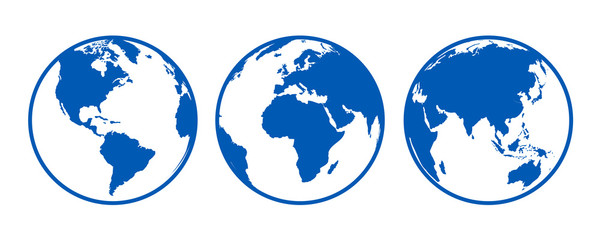 Wall Mural - blue globes with continents, view from different positions - stock vector