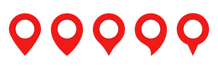 Wall Mural - red pin map set. gps point. location icons.map pin icons