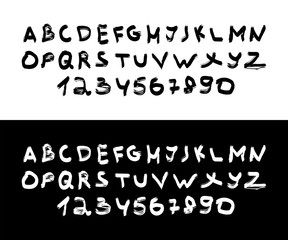 Poster - Isolated Lettering Font on white and black backgrounds. Lettering Alphabet. Handwritten brush style. Typography for Designs