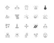 20 linear icons related to Skull, Dust, Cards, Zombie, Tarot, Bo