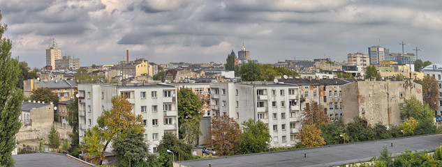 Poster - Panorama miasta - centrum - Łódź - Polska	