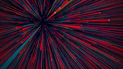 Poster - abstract speed background. centric motion of star trails. 3d rendering. starburst dynamic lines or r