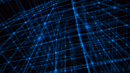 Poster - Blockchain technology concept. Big data visualization. 3D illustration. Distributed register technology