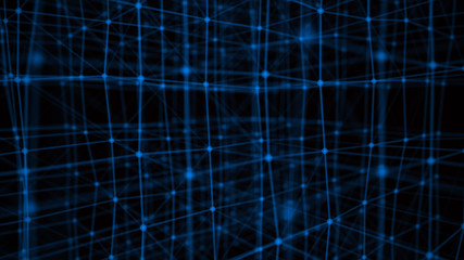 Poster - Blockchain technology concept. Big data visualization. 3D illustration. Distributed register technology