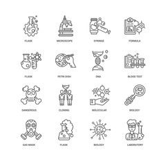 Wall Mural - Simple Set of 16 Vector Line Icon. Contains such Icons as Labora