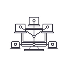 Fototapete - Computer network line icon concept. Computer network vector linear illustration, sign, symbol