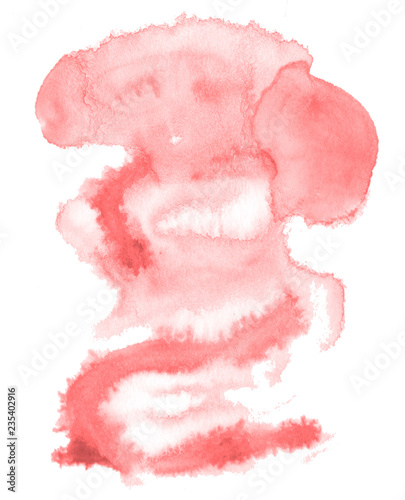 Light Red Pink Watercolor Hand Drawn Isolated Wash Stain On White