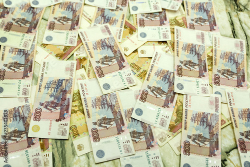 Fotografia Abstract background of money pile 500 russian rouble bills
